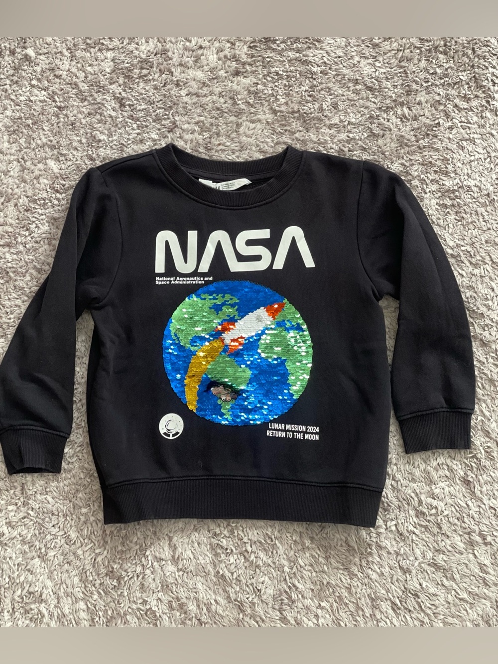 H&M Kids NASA Lunar Mission 2024 Reversible Sequin Sweatshirt